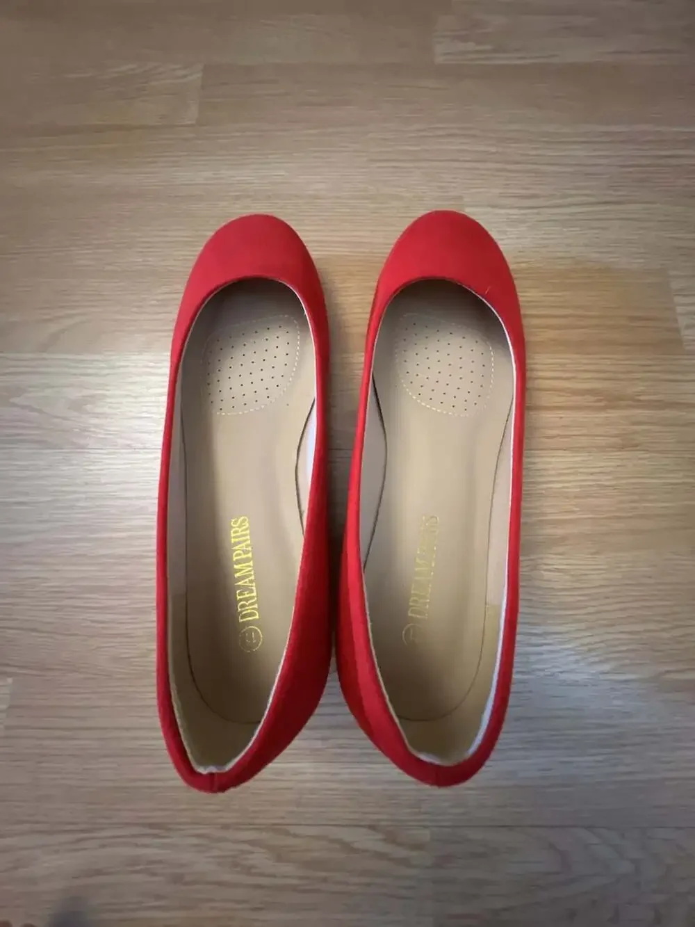 Dream Pairs Women's Red Faux Suede Wedge Ballet Flats Sz 11